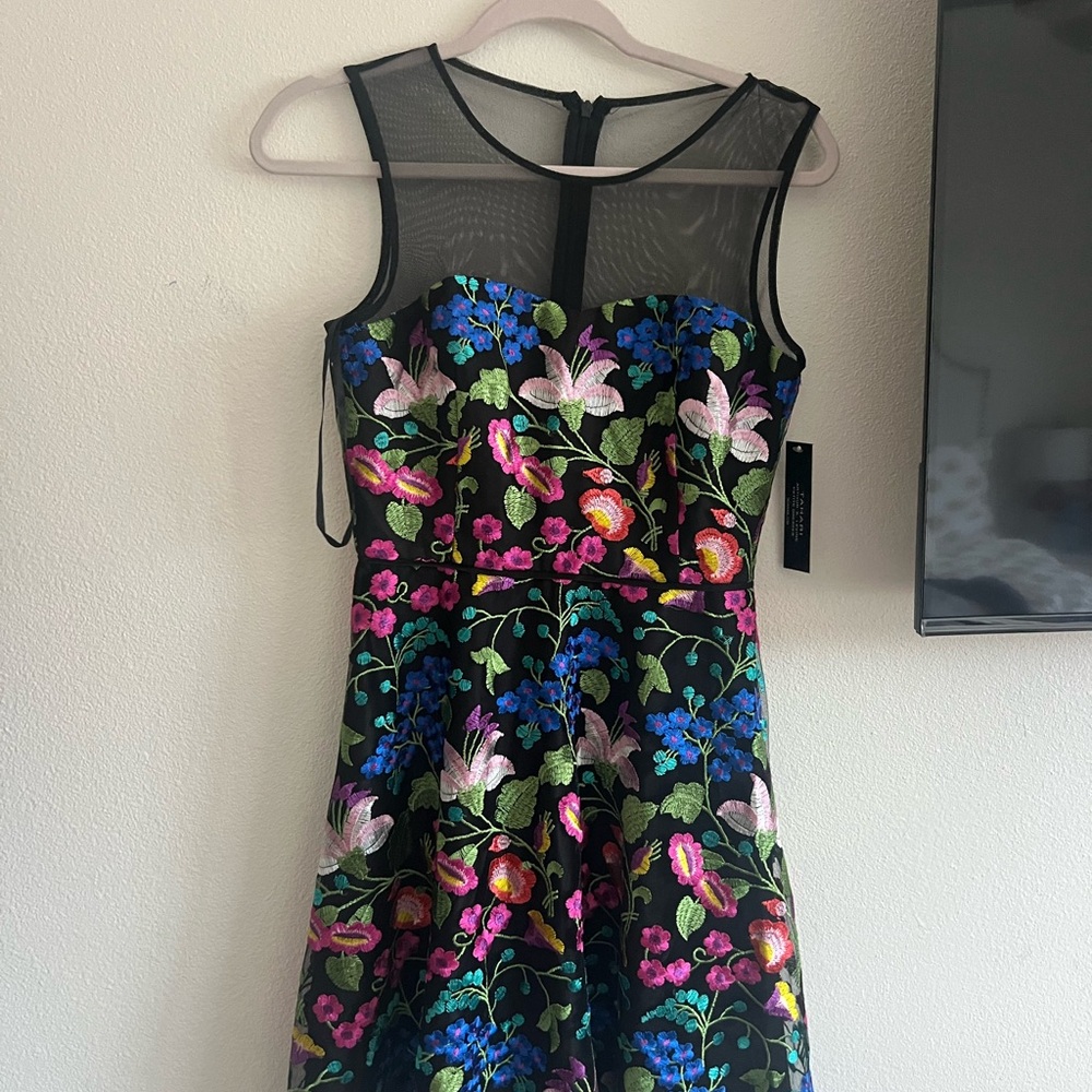 Floral Embroidered Black Dress